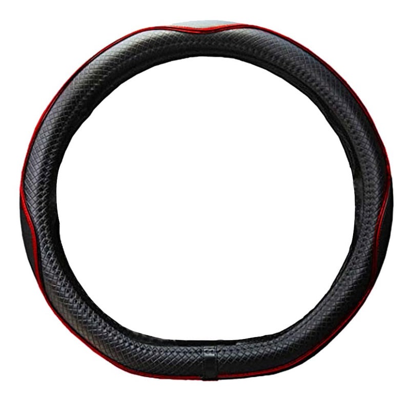 Mayco Bell Flat Bottom Steering Wheel Cover Anti-Slip,Safety,Soft,Breathable,Durable,Full Surround,Comfortable Grip Microfiber Leather (D-Shape,Black Red) - Image 3